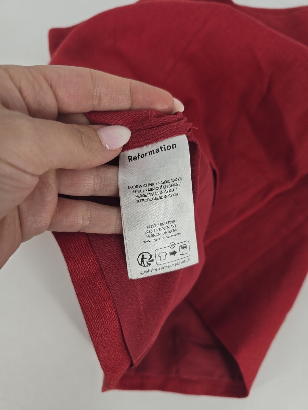 Reformation Grace Linen Two Piece Skirt Set in Sundried Tomato Red Size 4 NEW - Picture 15 of 16